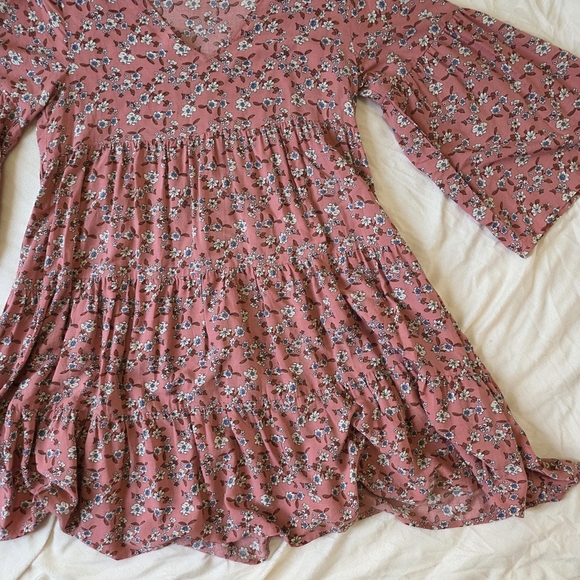 Boho Flowy Floral Mini Baby Doll Dress By Natural Life - Picture 7 of 13